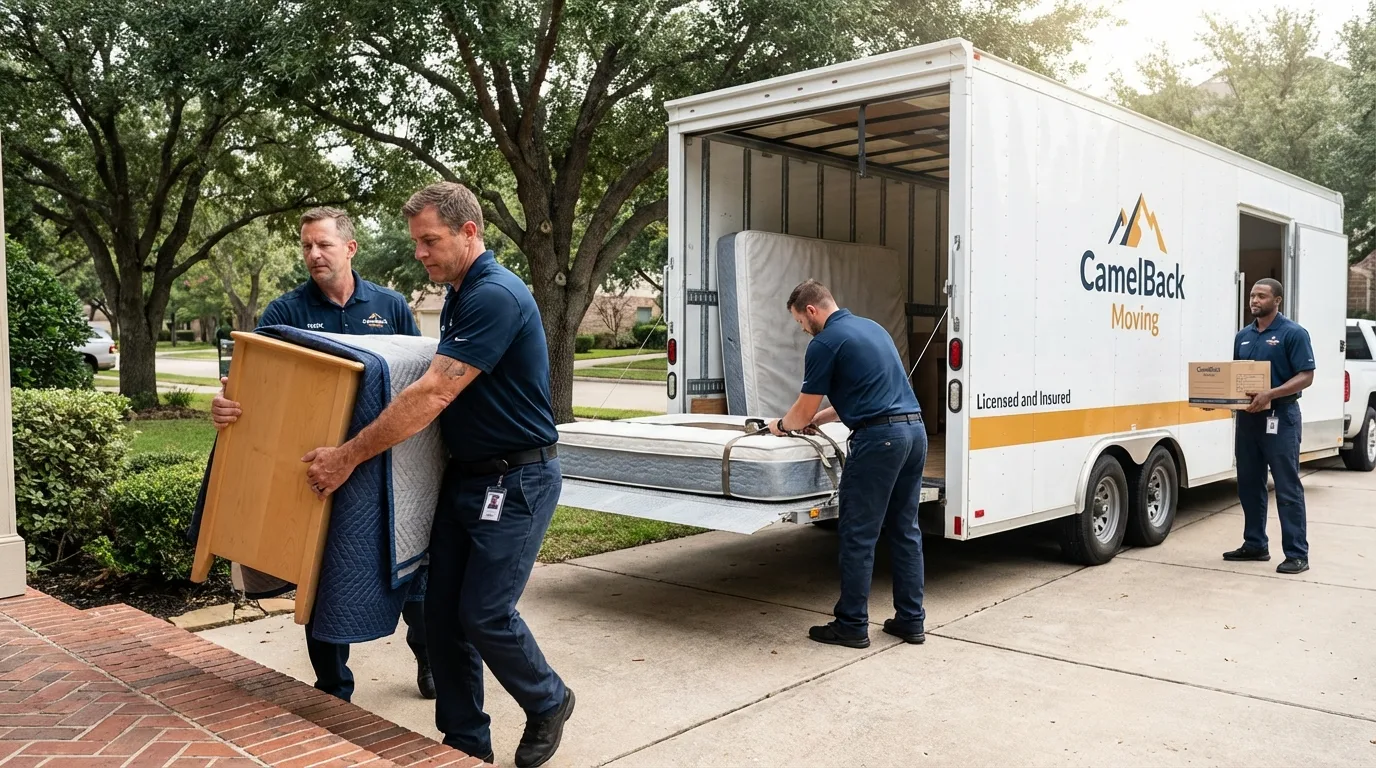 Crew loading residential truck for cross-state move from Bondsville, MA